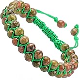 MASSIVE BEADS Double Layer Stone Chakra Healing Crystals Bracelet Yoga Beads Meditation Relax Anxiety Bangle for Unisex Women Men (Unakite, 6mm)