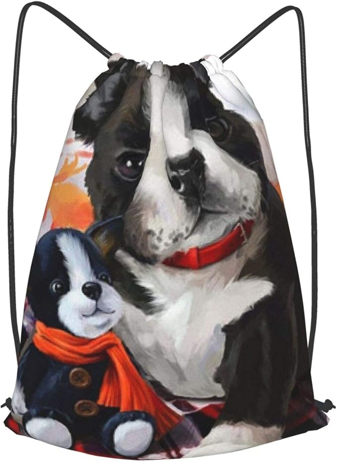Boston Terrier - Mochila con cordón para mujer y hombre, ligera, para
