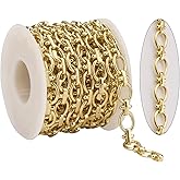 KYUNHOO 13 Feet Oval Circle Links Jewelry Chain for Making Jewelry Charm Bracelet Making Kit Light Gold Plated Iron Chains for Crafts DIY