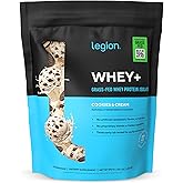 LEGION Whey+ Protein Whey Isolate from Grass Fed Cows (Cookies & Cream, 30 Servings) - Whey Protein Isolate Powder Low Calorie, Non-GMO, Sugar Free, Lactose and Gluten Free, All Natural Protein Powder