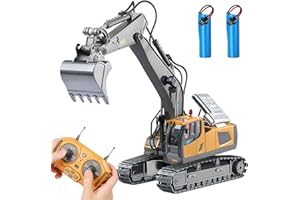 DDAI Remote Control Excavator Toys for Boys 8-12 Kids Best Gift Ideas for Age 3 4 5 6 7 8 9 10+ Year Old Boy Rechargeable RC Construction Excavators Digger Vehicles Engineering Toys with Metal Shovel