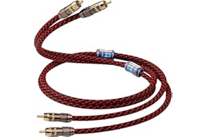 TODN RCA Cables for Audiophile 3ft HiFi Stereo Shielded RCA to RCA Audio Cable for Car, Subwoofer, 4-Core OFC, 5μ Gold Plated Plug (3 foot/1m, 1 Pair)