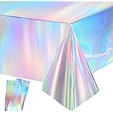 Iridescent Party Disposable Rectangle Table Cloths Decor - 54'' x 108'' - 2 Packs - GREATRIL Holographic Waterproof Plastic T