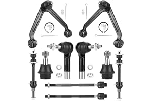 YOUXMOTO 2WD Front Upper Control Arm with Ball Joint Fit for Dodge Ram 1500 2002 2003 2004 2005 Suspension Kit with Tie Rod Ends Sway Bar End Links Lower Ball Joints -10pcs