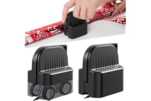 AMZBS 2Pcs Wrapping Paper Cutter, Gift Wrap Cutter with 2 Replaceable Blade 4 Wheels Compact Christmas Gift Wrapping Paper Roll Cutter Tool Black