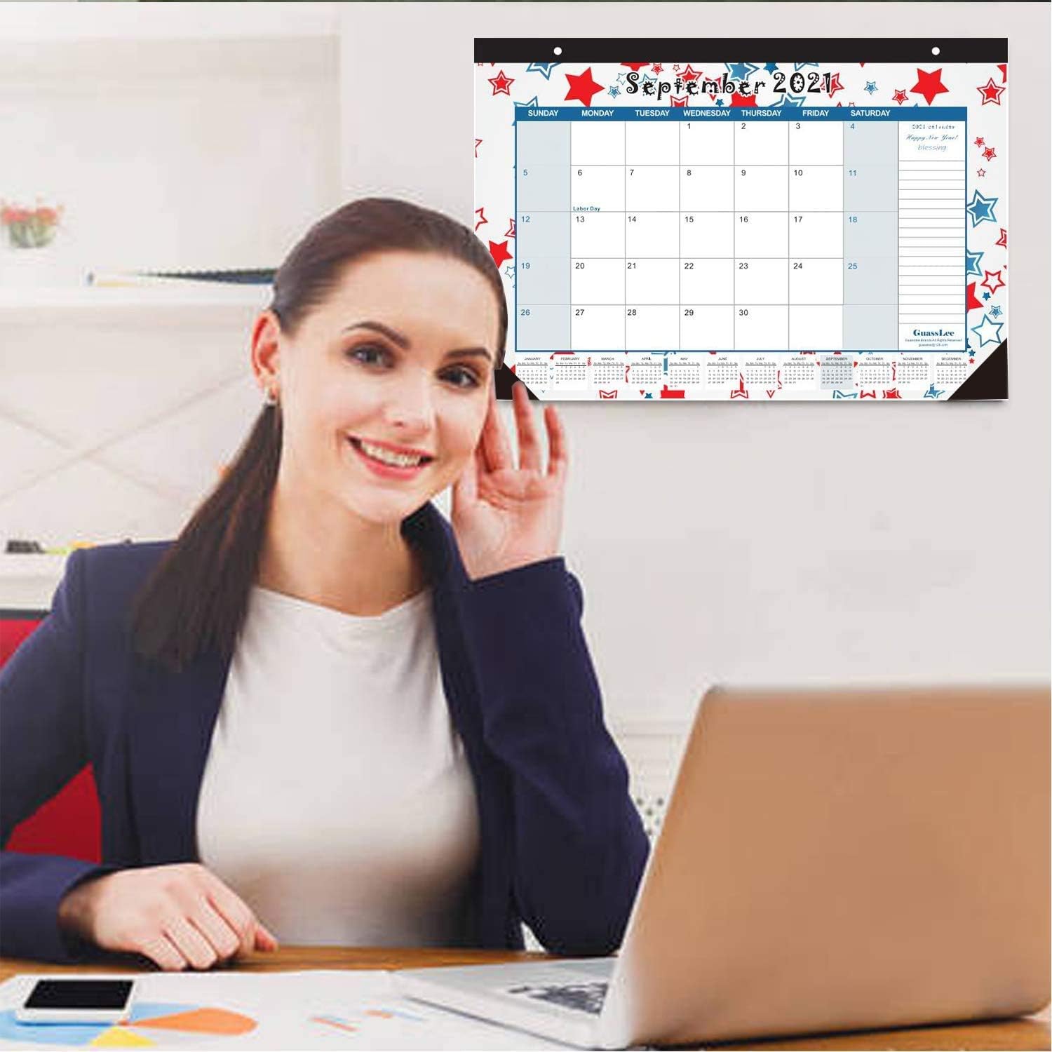 Desk Calendar 2021-2022: Large Monthly Pages 17 x 11-1/2 Inches Runs from July 2021 Through December 2022-18 Monthly Desk/Wall Calendar can be Used Throughout 2022 : Office Products