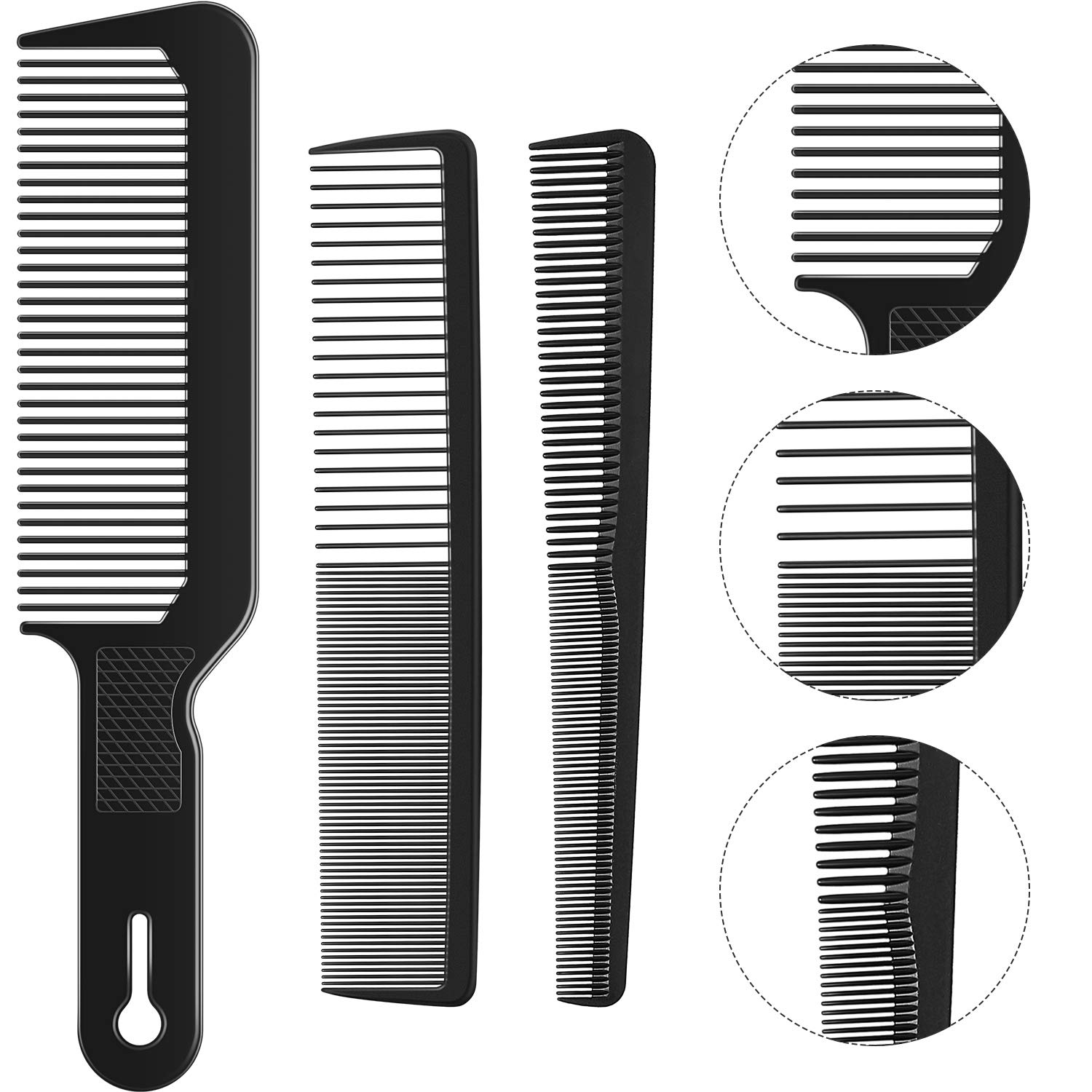 3 Pieces Men's Barber Comb Set, Taper Hair Cutting, Flat Top Clipper, Heat-Resistant Fiber Comb for Men Women