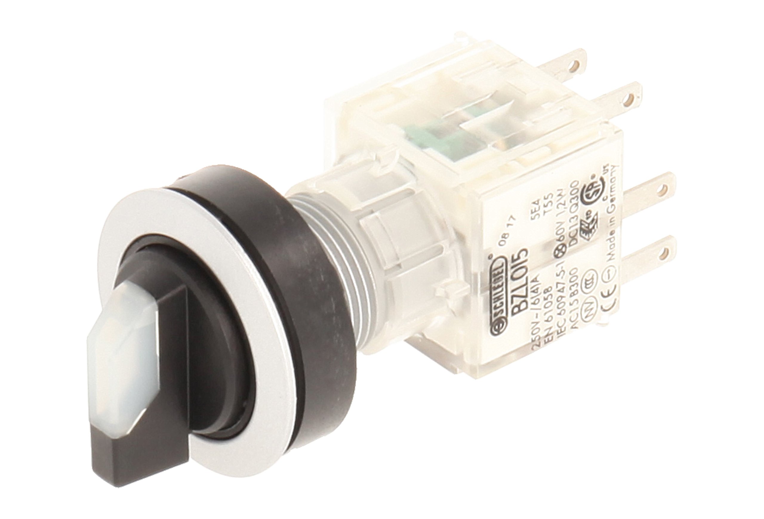 Club 23.001.228 Light Selector Latching/rastend 3 Positions Momentary Contact Transmitter 1 Closer + 1 opener with Lamp Socket t5,5 K, LED, 24 V, Clear/Silver (Pack of 2)