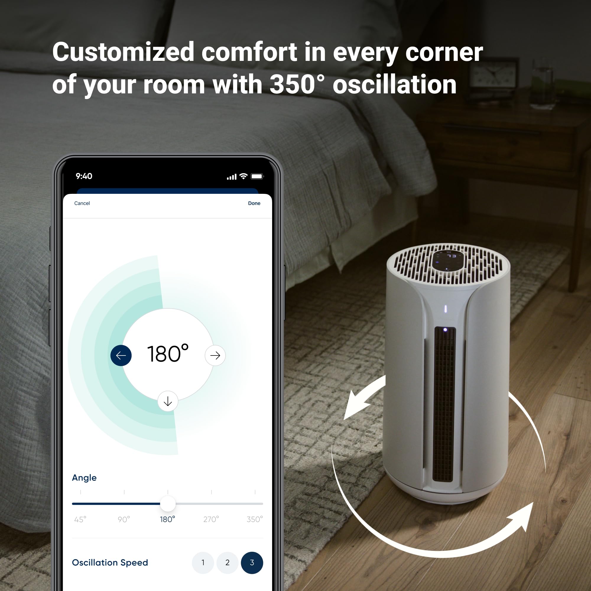 Blueair Heat + Cool Smart Air Purifier – Heats, Cools & Purifies with HEPASilent™” Technology, Air Purifier for Large Room, Covers 840 sqft in 60 Minutes