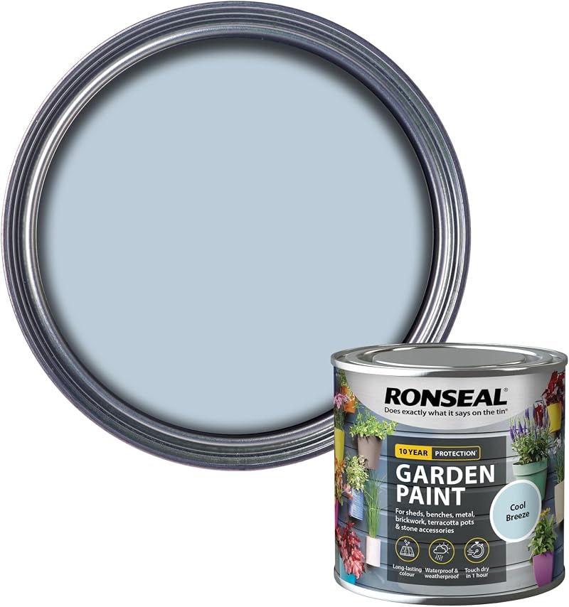 Ronseal Garden Paint Cool Breeze 250ml RSLGPCDB250 Waterproofed Substrates
