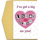 Qiliji Funny Lesbian Valentine's Day Card, Valentine's Day Card for Lesbian Couple, LGBTQ Love Valentines Day Card for Her, Galentine's Day Card for Women Lady, I Got A Big Lesbian Crush On You Card
