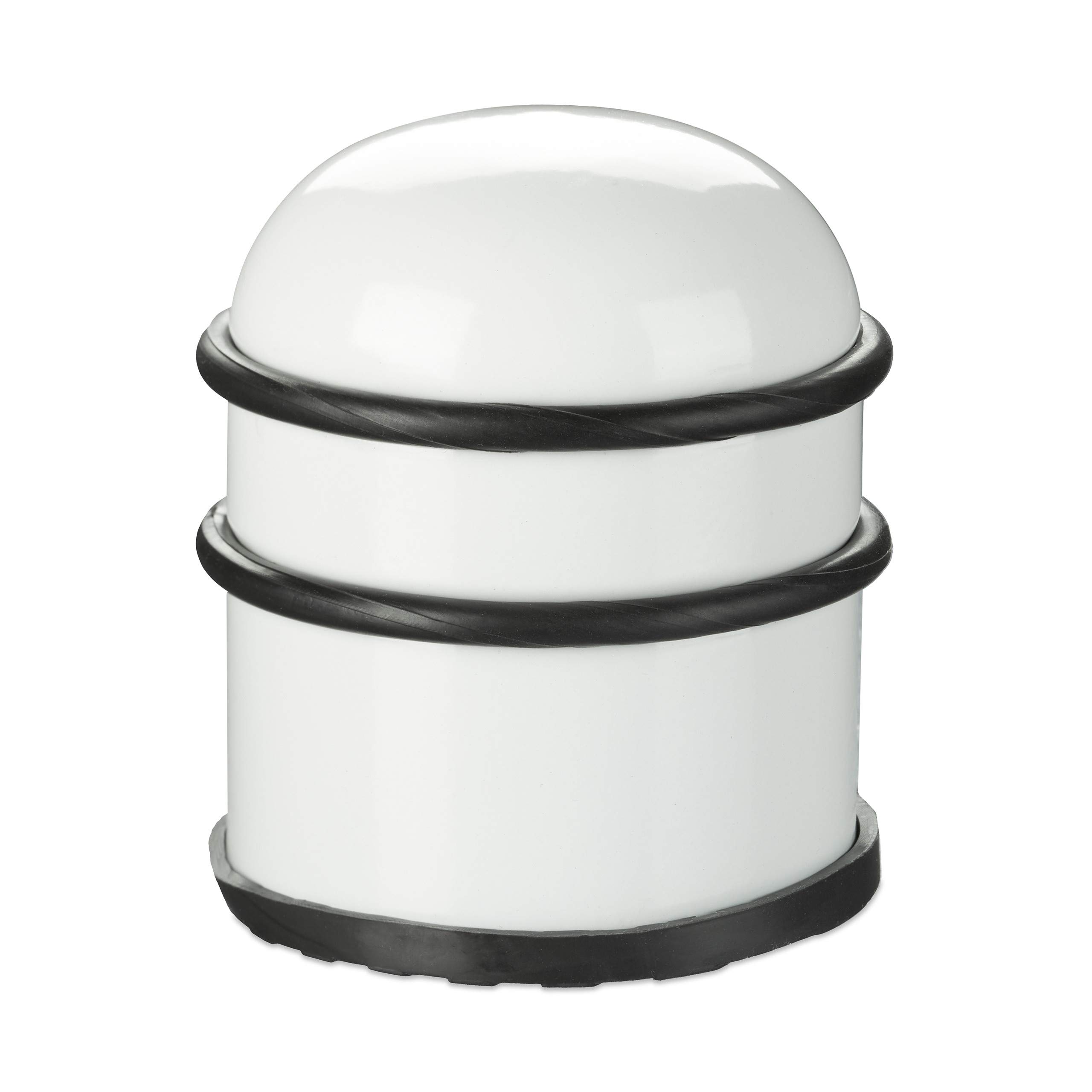 Relaxdays Door Stopper, for Doors & Windows, Stainless Steel & Rubber, High & Round, Indoor, HxØ: 8.5 x 7 cm, White