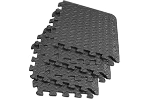 BEBEMOKO 16pcs Eva Leaf Grain Gym Floor Mats Border, Thickened Shock Absorption Splicing Mat Set for Home Workout and Dance R