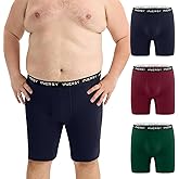INNERSY Men's Big and Tall Underwear 8.5" Inseam Long Leg Cotton Moisture Wicking Boxer Briefs 3-Pack