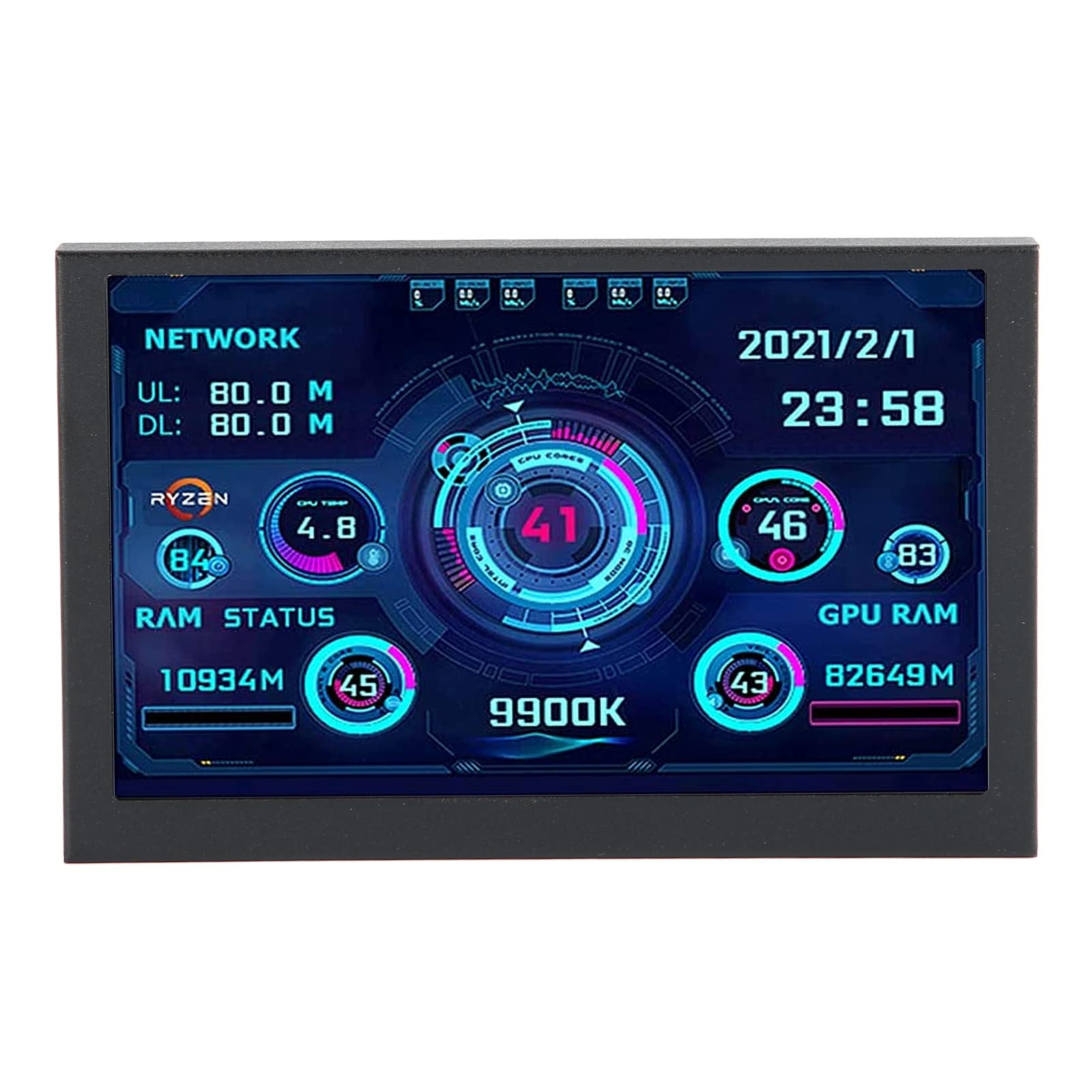 GOWENIC PC CPU Data Monitor, PC CPU Data Monitor, 5in IPS USB Mini Screen TYPE C for AIDA64 PC Temperature Display Screen PC CPU GPU RAM Data Monitor for Win System
