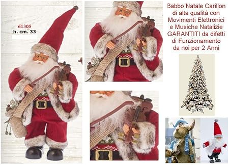Immagini Di Natale Con Musica.Babbo Natale Altezza Cm 33 Carillon Che Suona Bianco Natale Con Il Violino Con Musica Melodia Natalizia E Movimento 61305 Amazon It Casa E Cucina