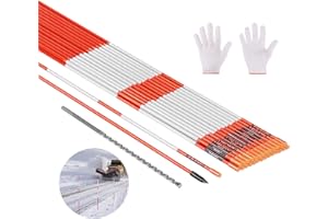 VEVOR Driveway Markers, 20Pcs 48 in Long 1/4 in Dia, Hi-Visibility Driveway Reflectors with 12 in Steel Drill Bits, Reflective Snow Sticks Fiberglass Pole for Parking Lots, Walkways, Snow Plowing
