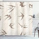Ambesonne Birds Shower Curtain, Flying Bird Swallow