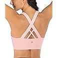 RUNNING GIRL Sports Bra for Women, Criss-Cross Back Padded Strappy Sports Bras Medium Support Yoga Bra with Removable Cups
