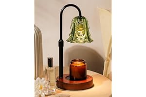 FUNISTREE Small Candle Warmer Lamp with Timer, Adjustable Green Lamp Warmer for Jar Candles, Unique Women Gifts for Birthday, Dimmable Candle Heater, Christmas Gifts, Cute Wax Warming Light with Wood Base