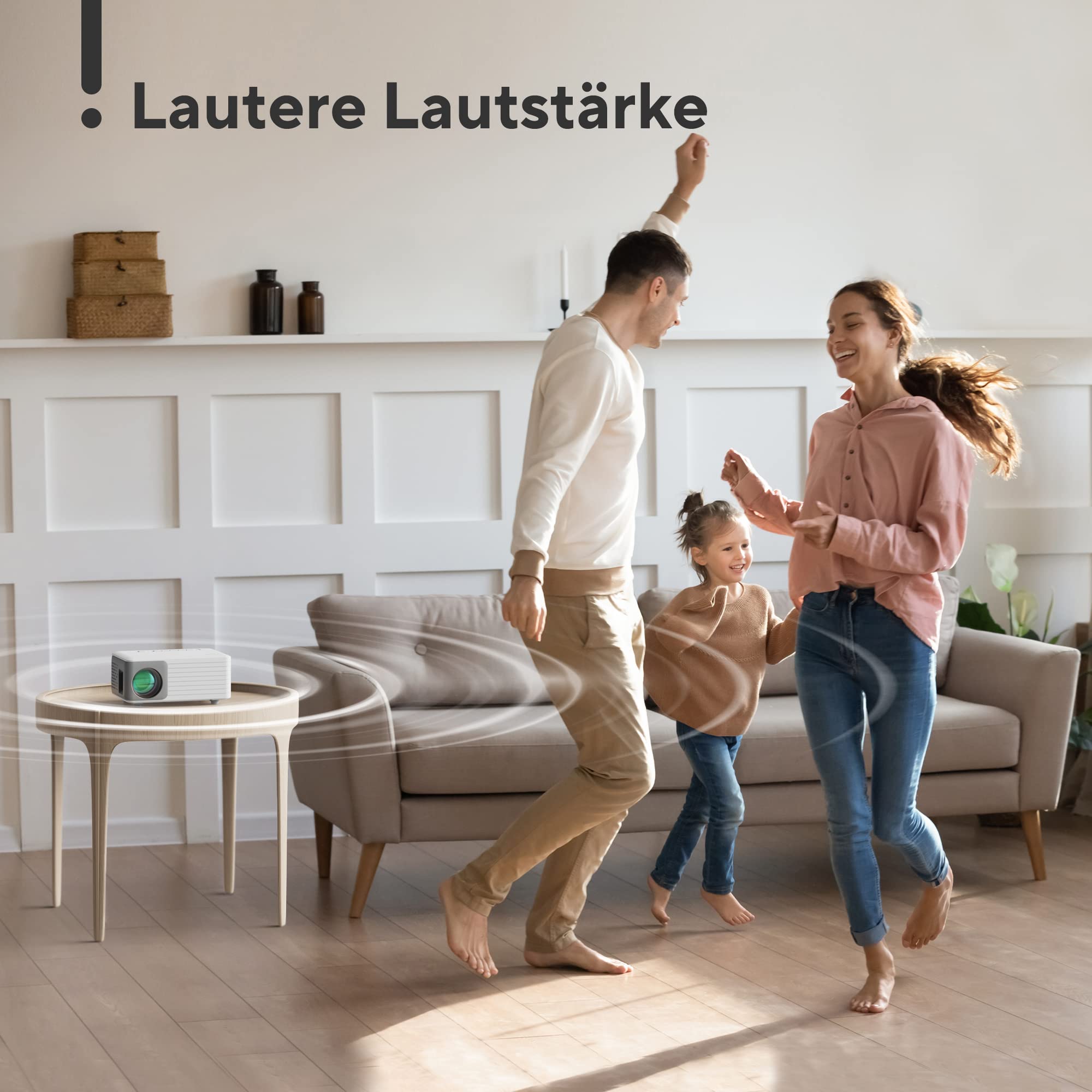 Mini Projector [Car Keystone & 2025 Upgraded] AKIYO O1 Projector Small 1080P Supports 360° Rotatable 15000L Projector for Home Cinema, 50% Zoom Outdoor Projector Compatible with Smartphone/TV Stick