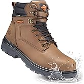 NINGO Work Boots for Men, Steel Toe Waterproof Boots with Puncture Proof, Oil & Slip Resistant, Comfortable Mens Construction Boot with EH Protection, Leather Shoes for Industrial