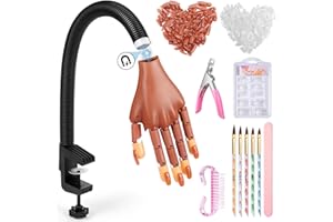 Wilfniee Magnetic Practice Hand for Acrylic Nails: Flexible Fake Nail Training Hand Practice - Manicure Hand Practice Kit for Beginners