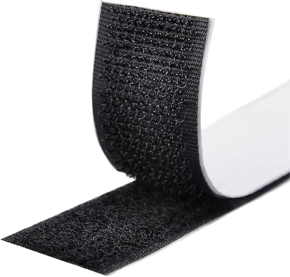Fesoar Hook and Loop Tape 20 mm x 8 m Double Sided Adhesive Black