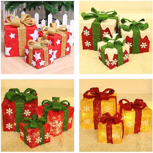 Decorazioni Natalizie Con Lampadine.Ylcj 3pcs Lampade Da Parete Light Up Gift Boxes Decorazioni Natalizie Esterne 15 20 25 Cm Scatole Con Fiocco E Fiocchi Di Neve Redstar Amazon It Illuminazione