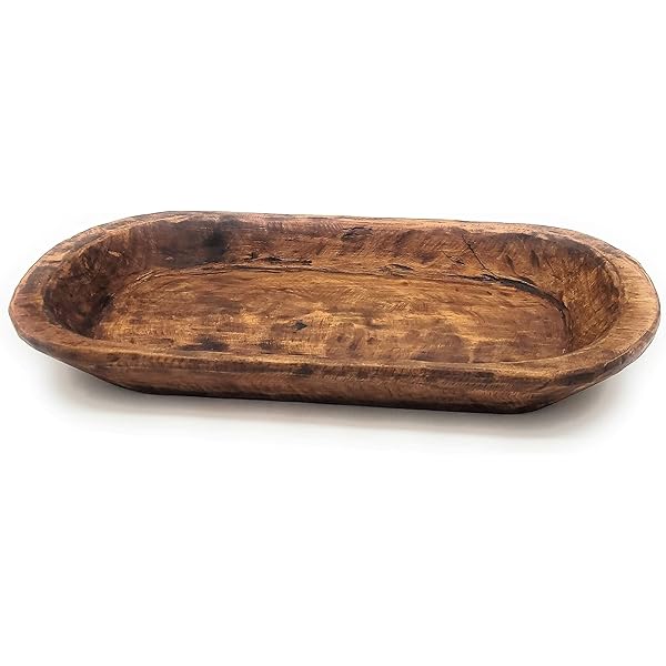 Antique wooden bread trough Primitive dough bowl Rustic kneading