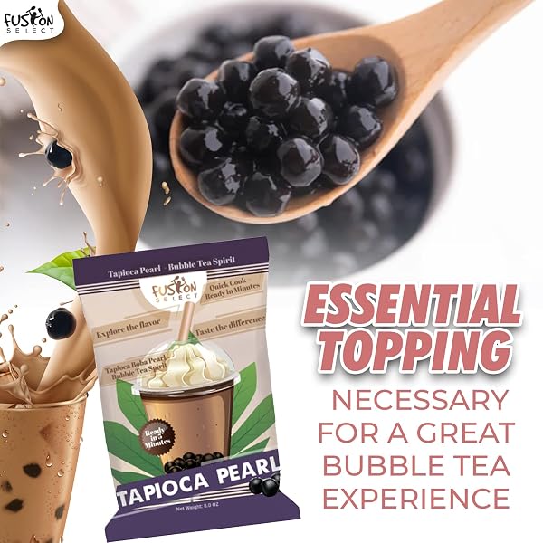 FUSION SELECT TAPIOCA PEARL – BROWN SUGAR FLAVOR QUICK COOK TAPIOCA, DIY BOBA FOR BOBA TEA READY IN 5 MINUTES, BOBA PEARLS, BUBBLE TEA PEARL S, MILK TEA TOPPINGS (8 OUNCE)