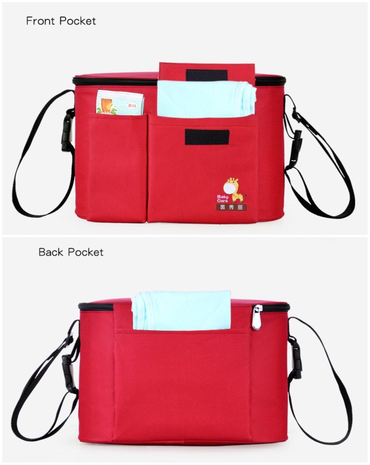 Stroller Organizer Bag for Smart Moms, Baby Diaper Bag with Removable Shoulder Straps, Hanging Storage Bag Fits All Strollers, Extra-Large Storage Space