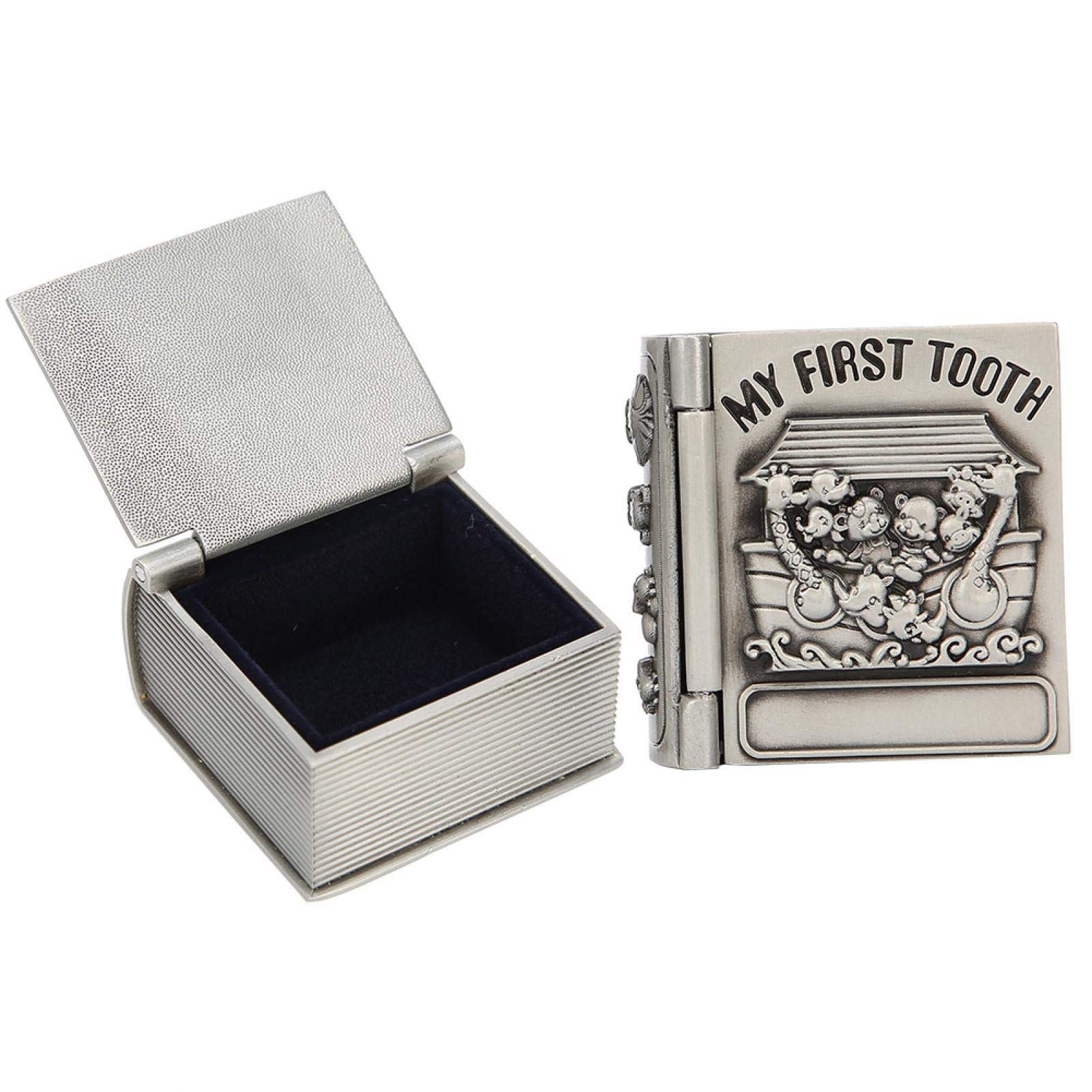 HERCHR 2Pcs Silver Baby Tooth Box, My First Tooth and Curl Keepsake Box Set Teeth Storage Treasure Box Baby Teeth Fairy Containter Gift Box for Boy or Girl