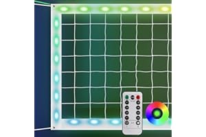 GREATSHOOT Professional Volleyball Net Outdoor with Aircraft Wire Rope, Portable Volleyball Net with Remote Control, Waterproof LED Heavy Duty Badminton Volleyball Net for Outdoor Backyard