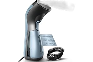 iSteam Steamer for Clothes [New Technology] Powerful Dry Steam. Multi-Task: Fabric Wrinkle Remover- Clean- Refresh. Handheld Clothing Accessory. for All Kind of Garments. Home/Travel (Blue)