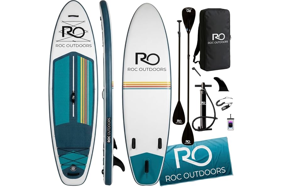Roc Inflatable Stand Up Paddle Board 10' 6" with Premium SUP Paddle Board Accessories, Wide Stable Design, Non-Slip Comfort Deck for Youth & Adults