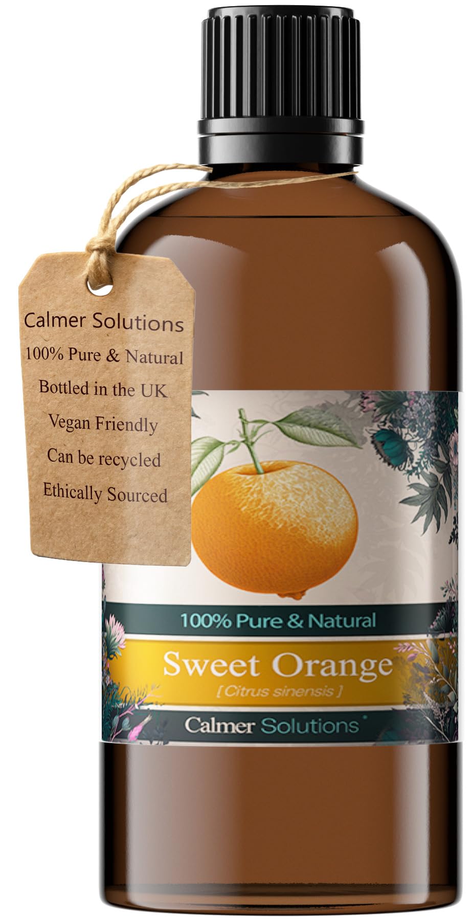 Calmer Solutions | Orange Sweet - 100ml | Uplifting, Stress Reducing, Inflammation | Pure 100% UK Sourced Natural Essential Oils | Professional or Home use | Diffusers, Humidifiers, Candles & More