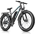 Funhang Electric Bike for Adults, 1000W Peak Ebike, 25MPH 60Miles Electric Mountain Bike, 26" Fat Tire Electric Bicycle with 48V 13AH Battery, Rear Rack, Turn Signal, Lockable Suspension Fork,7 Speed