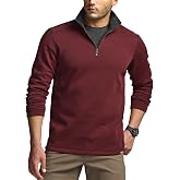 CQR Men's Thermal Fleece Quarter Zip Sweater, Outdoor Lightweight Long Sleeve Pullover, Casual Mock Neck Polo Sweaters