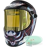 YESWELDER Auto Darkening Welding Helmet with Side View, 180° Panoramic View, 1/1/1/1 True Color Solar Powered Welder Hood, Wide Shade 3/5-9/9-13 Welder Mask for TIG MIG ARC Cut and Grind, LYG-Q800D