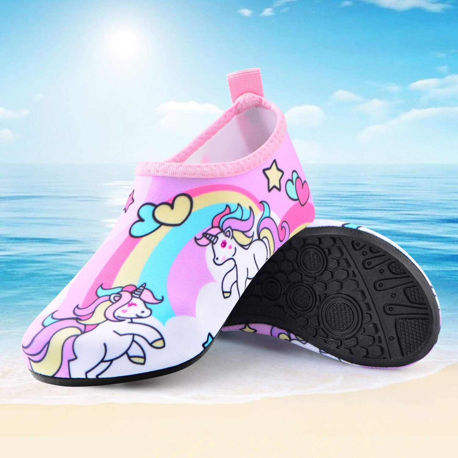  | Sunnywoo Water Shoes for Kids Girls Boys，Toddler Kids Swim Water Shoes Quick Dry Non-Slip Water Skin Barefoot Sports Shoes Aqua Socks for Beach Outdoor Sports | Water Shoes