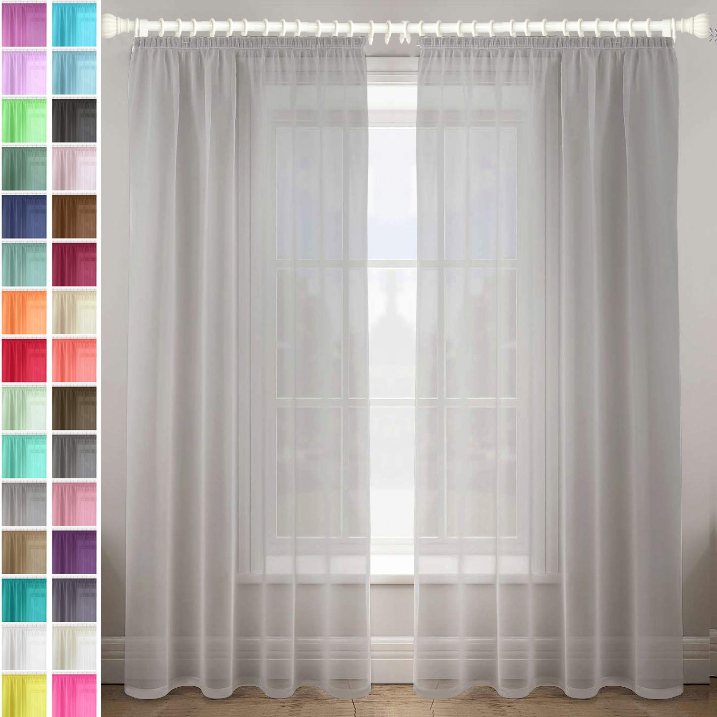 Megachest gathering tape voile curtain(silver W 56" x L 48" (2 Panels)
