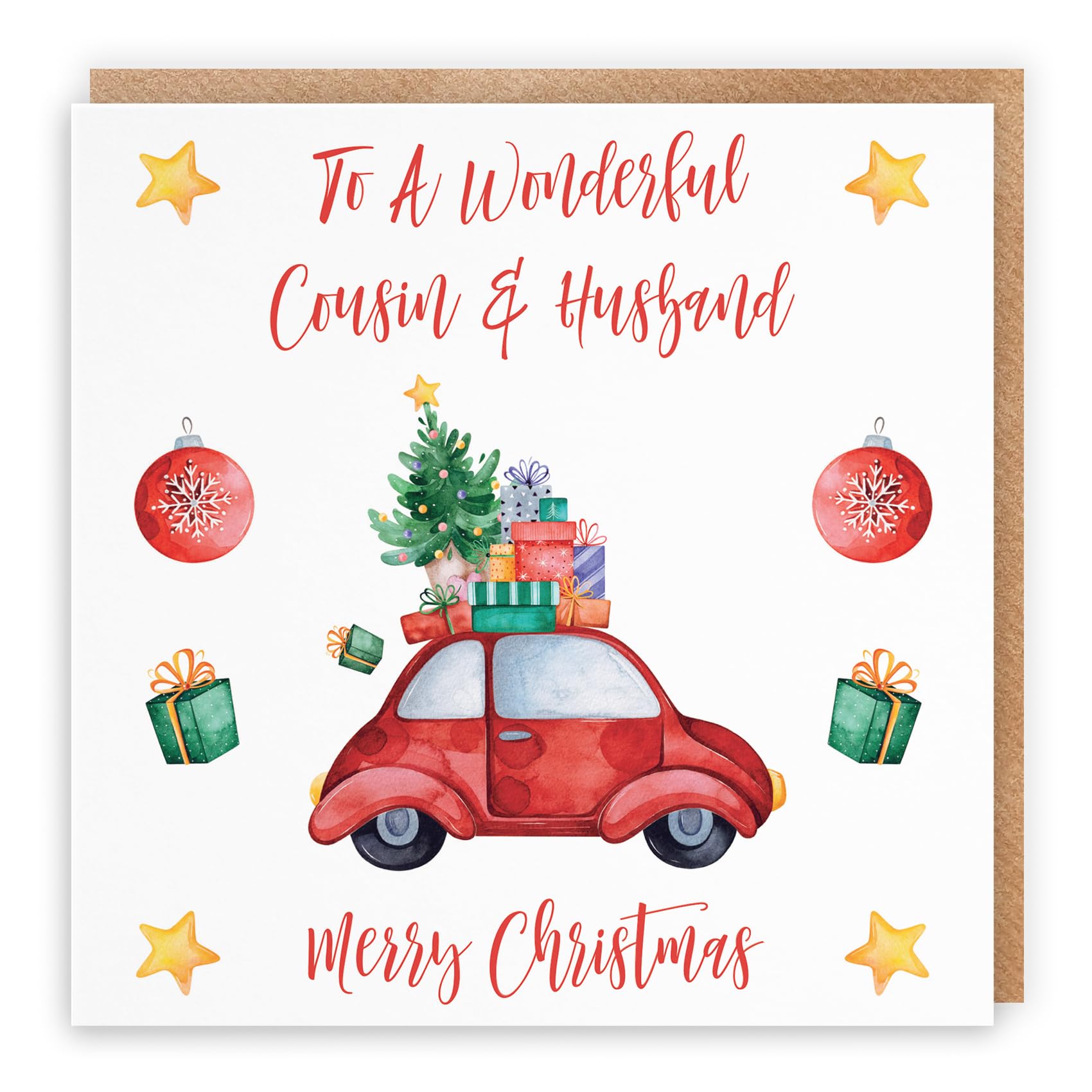 Hunts England - Cousin And Husband Christmas Card - To A Wonderful Cousin & Husband - Merry Christmas - Christmas Holiday Collection