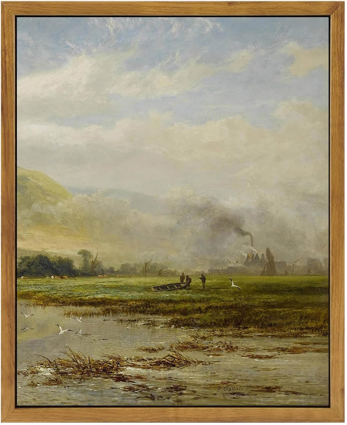 Wall Décor - WITCOLOR Framed Large Canvas Wall Art, 12×16in Vintage Wall Art Decor for Living Room Nature Landscape Countryside Wood Wall Art Prints Scenery Oil Painting for Bedroom Office Home Decoration