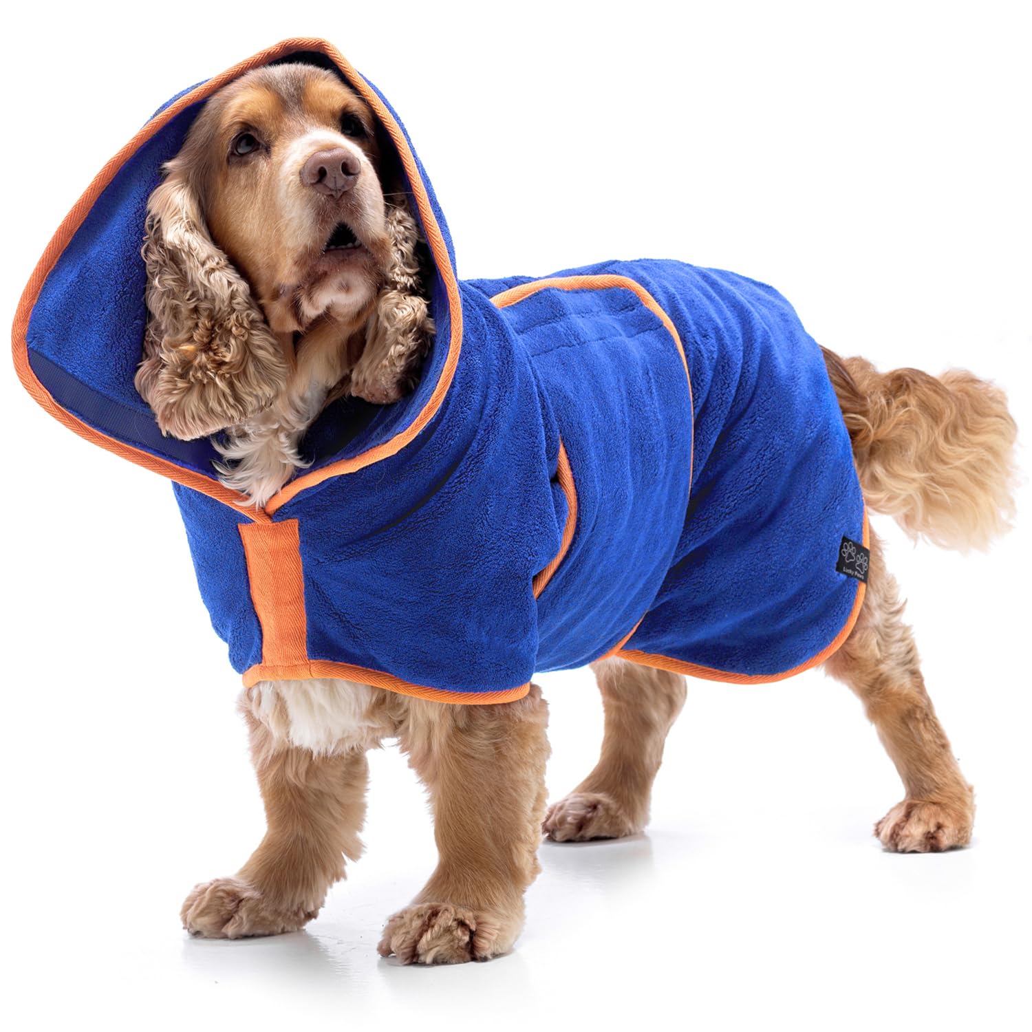 Lucky Paws® UK Dog Drying Coat - Luxurious Double Layer Dog Towel Robe - Dry Your Dogs in Minutes - Ultra Absorbent Drying Robe & Super Soft Dressing Gown (XS, Royal Blue)