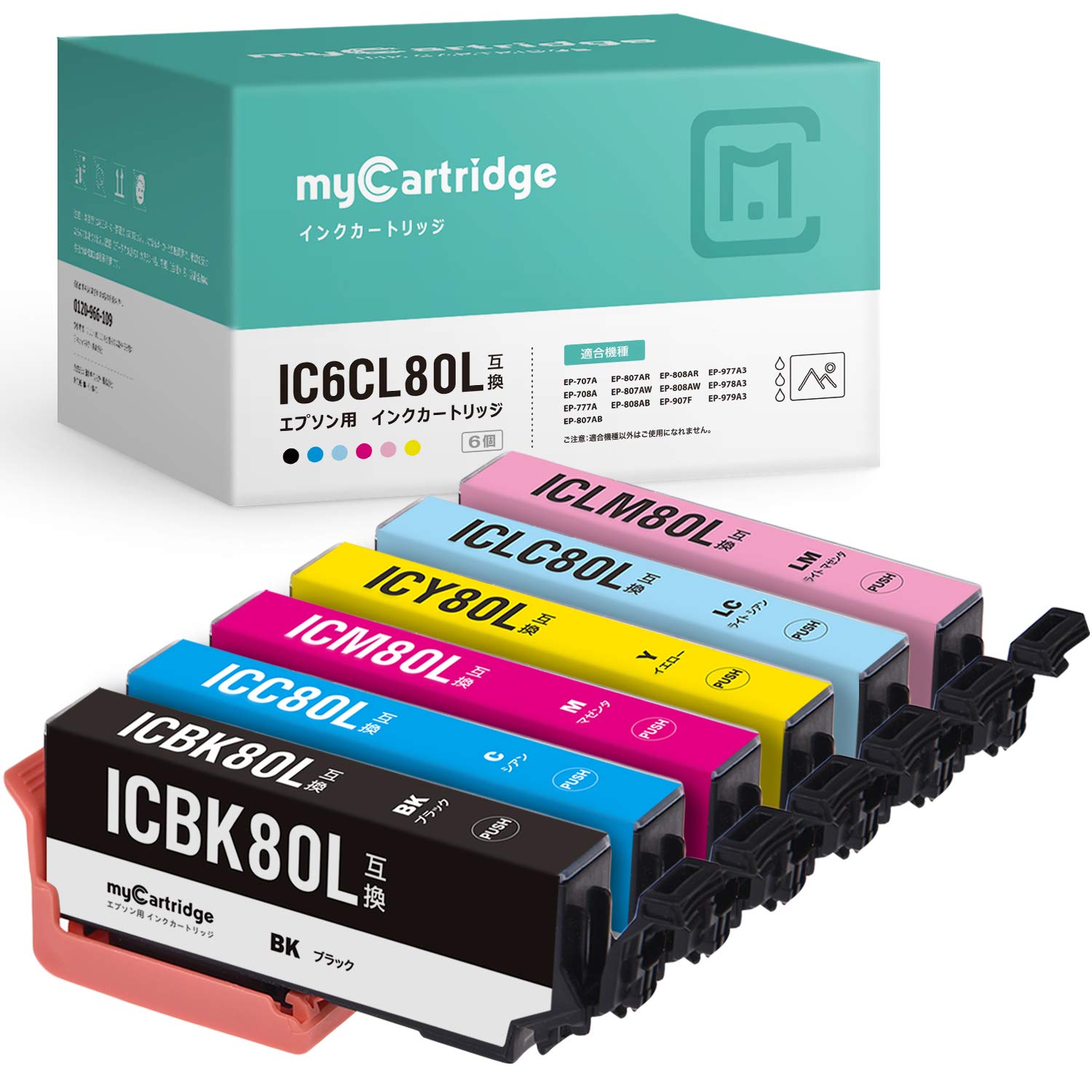 Mua Mycartridge Epson用 エプソン Ic6cl80l インクカートリッジ とうもろこし 互換インク 6色セット 個包装 大容量 Icチップ付き 残量表示 対応機種 Ep 707a Ep 708a Ep 777a Ep 807ab Ep 807ar Ep 807aw Ep 808ab Ep 808ar Ep 808aw Ep 907f Ep 977a3 Ep 978a3 Ep