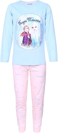 sarcia.eu Aprikosenfarben-Blauer Mädchenpyjama Frozen Disney