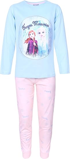 sarcia.eu Aprikosenfarben-Blauer Mädchenpyjama Frozen Disney