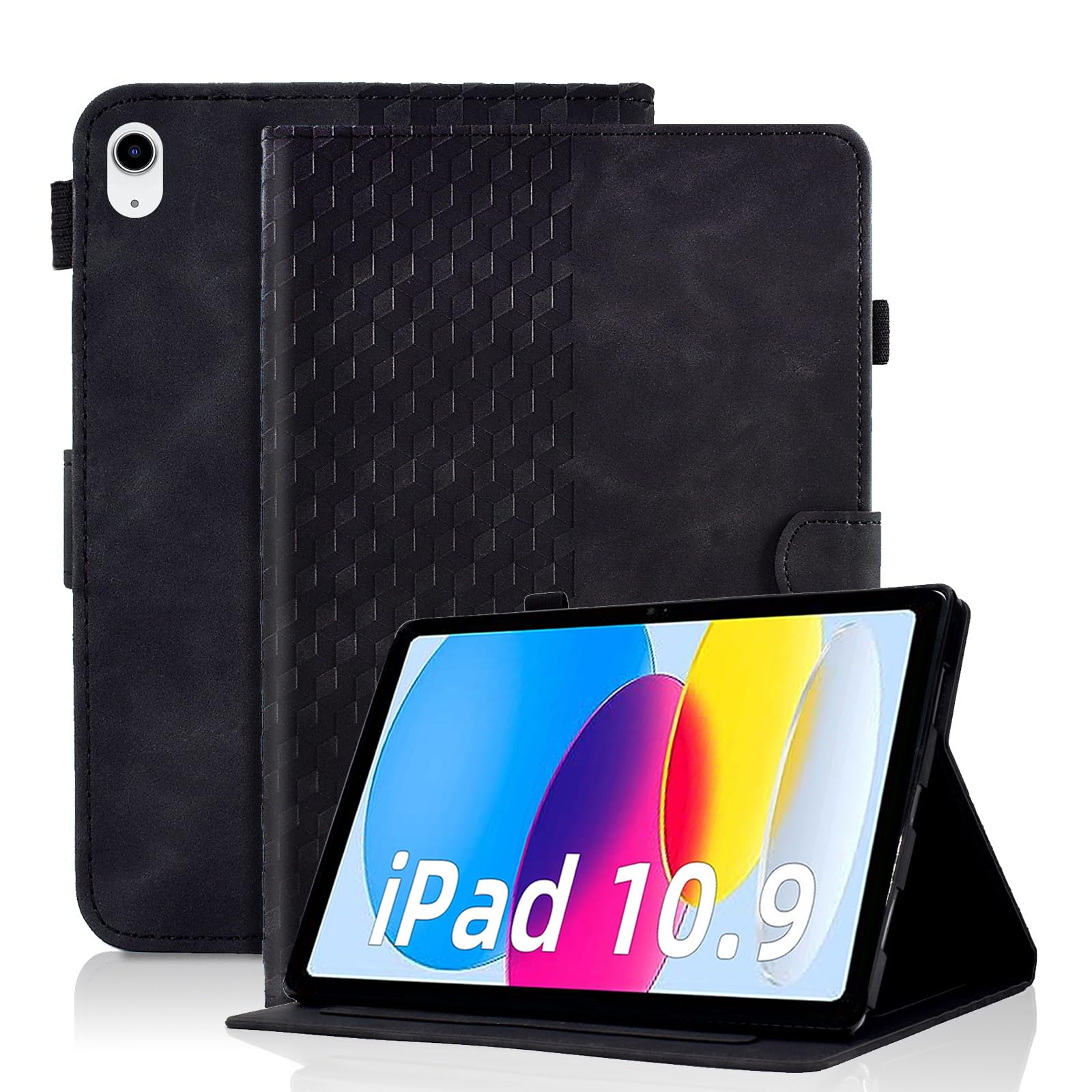 Vkooer Case for iPad (A16) 11th Generation 2025 11-inch/10th Generation 2022 10.9 inch Leather Folio Cover with Auto Sleep/Wake Card Pocket Multi Angle Viewing Stand Smart Shell, Black — image 1