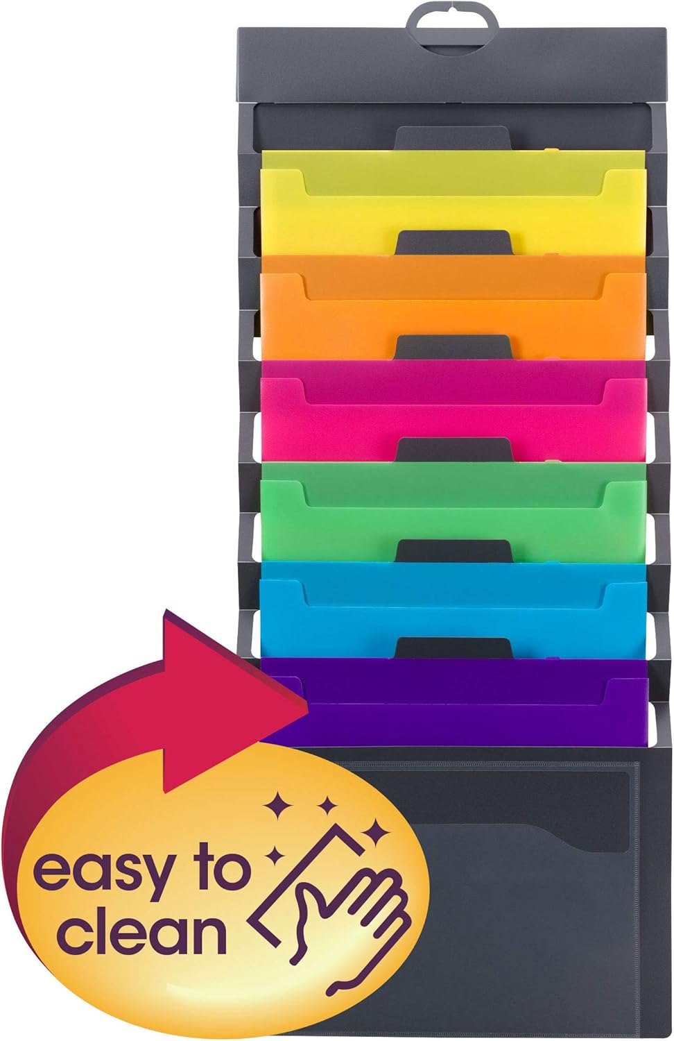 Smead Cascading Wall Organizer, 6 Pockets, Letter Size, Gray/Bright (92060) : Office Products